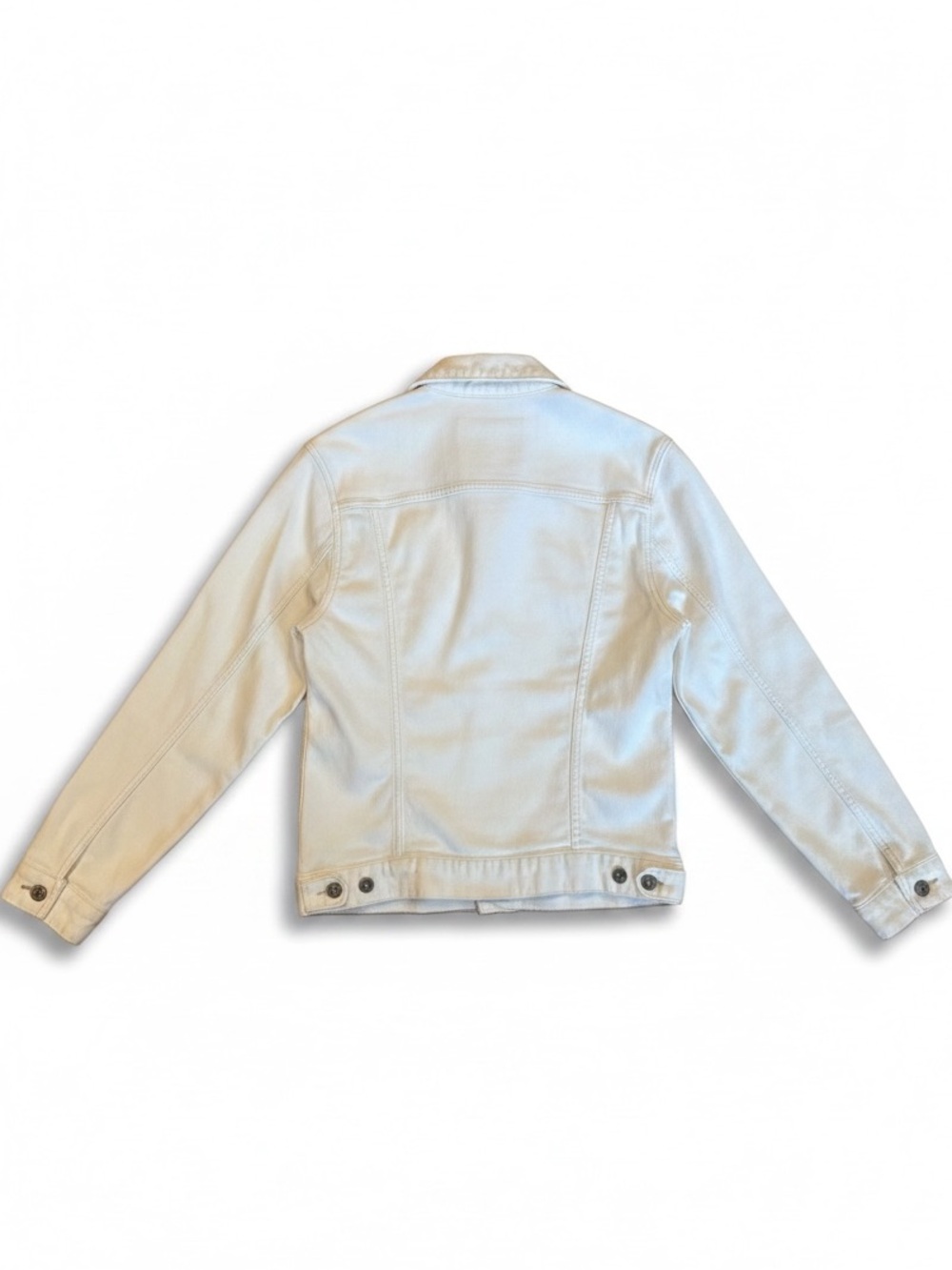 Vintage Lucky Brand Classic White Jean Jacket | Y2K Unisex Trucker Denim Small - Picture 6 of 12